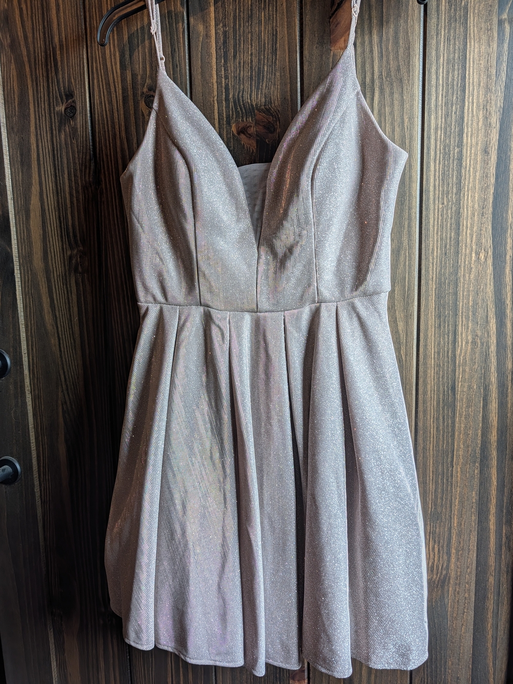 Sparkle V-Neck A-Line Party Dress in Blush Pink